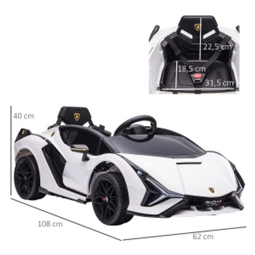 Voiture électrique Pour Enfant Blanche 12 V 108 X 62 X 40 Cm Avec Télécommande