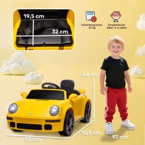 Voiture électrique Enfant Jaune 12v 103 X 55 X 44 Cm Avec Télécommande 2,4g
