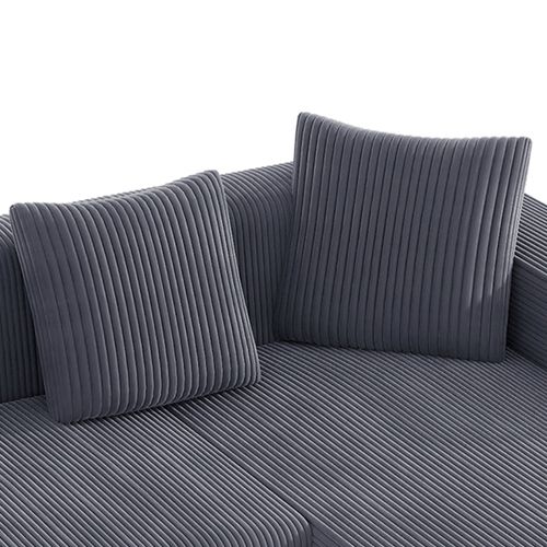 Canapé Compressé D'angle Gris 261 X 146 Cm Assise Profonde Pour Salon