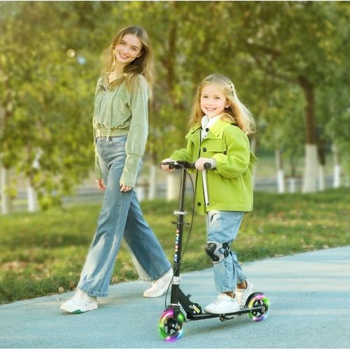 Trottinette Enfant Noire Réglable 73-89 Cm Pliable 3-8 Ans