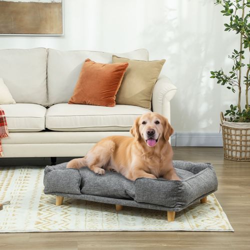 Canapé Pour Chien Gris Foncé 96 X 66 X 24 Cm Avec Coussin Amovible
