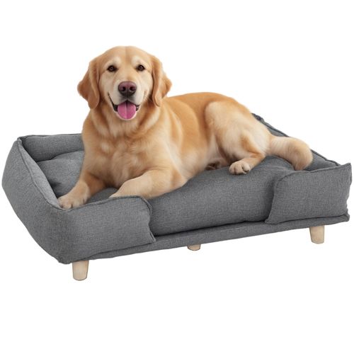 Canapé Pour Chien Gris Foncé 96 X 66 X 24 Cm Avec Coussin Amovible