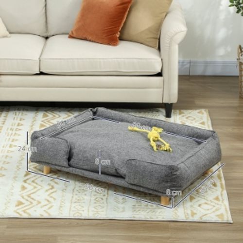 Canapé Pour Chien Gris Foncé 96 X 66 X 24 Cm Avec Coussin Amovible