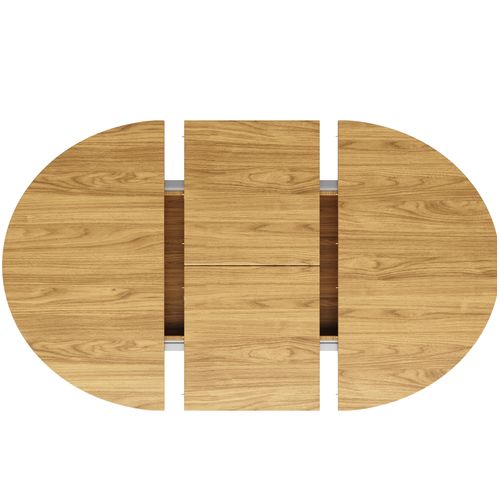Table à Manger Ronde Extensible 118→158 Cm En Mdf, Finition Bois Naturel Vintage, 6 Places