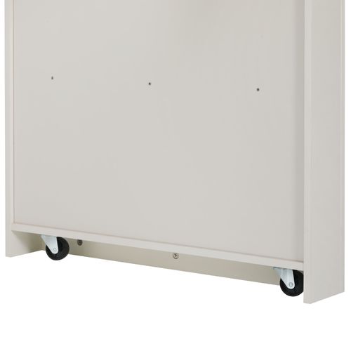 Îlot De Cuisine Extensible 80×71~111~151×92 Cm Blanc Naturel, Table Avec Prises Intégrées