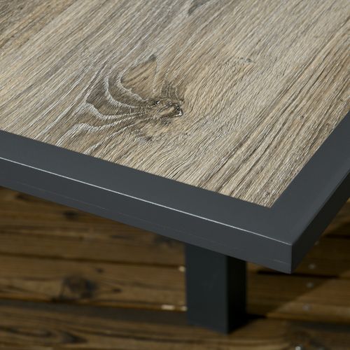 Table De Jardin Extensible 80/160x80x75 Cm Aluminium Beige, 6 Places, Plateau Résistant