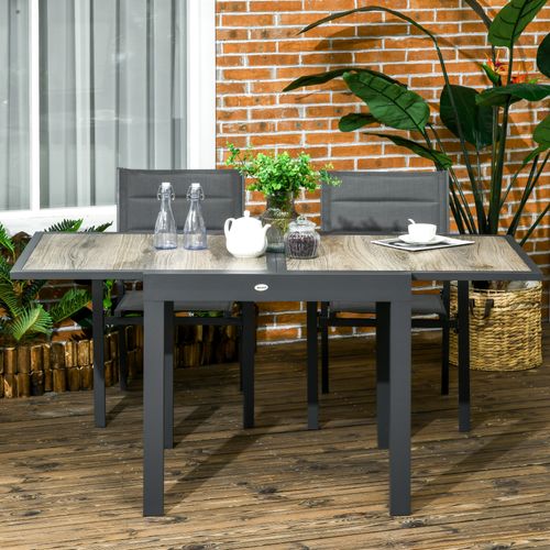 Table De Jardin Extensible 80/160x80x75 Cm Aluminium Beige, 6 Places, Plateau Résistant