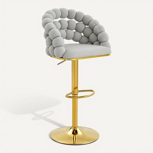 Lot De 2 Tabourets De Bar Gris Clair Velours Réglables 65-112 Cm