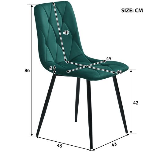 Ensemble Table Ronde 5 Pièces 100 Cm Mdf Marbre Blanc, Pieds Métal Noir Et 4 Chaises Velours Vert