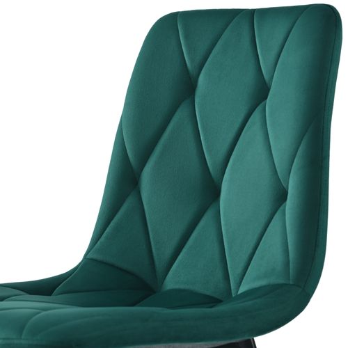 Ensemble Table Ronde 5 Pièces 100 Cm Mdf Marbre Blanc, Pieds Métal Noir Et 4 Chaises Velours Vert