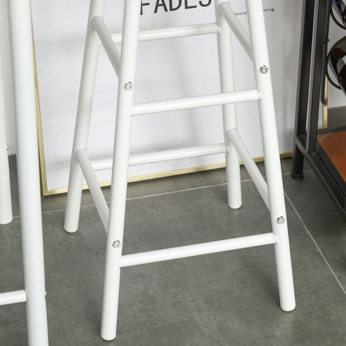 Table haute 80x50x90 cm avec 2 tabourets30x60 cm, style industriel blanc, plateau MDF