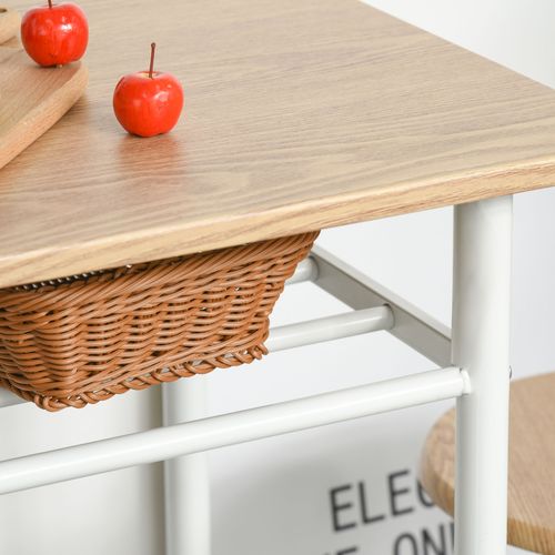 Table haute 80x50x90 cm avec 2 tabourets30x60 cm, style industriel blanc, plateau MDF