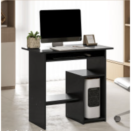 Bureau Compact 80 X 45 X 75 Cm Noir – PC Avec Tiroir Clavier Coulissant Et étagères