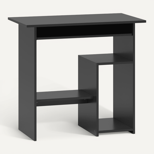 Bureau Compact 80 X 45 X 75 Cm Noir – PC Avec Tiroir Clavier Coulissant Et étagères
