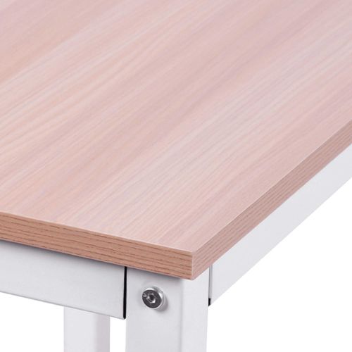 Bureau D'angle 150x150x76 Cm Coloris Naturel — Plateau Mdf Mélaminé Résistant, Piètement Métal