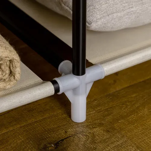 Armoire En Tissu Beige 125x43x162,5 Cm Avec 2 Tringles Et 8 Étagères, Structure Acier