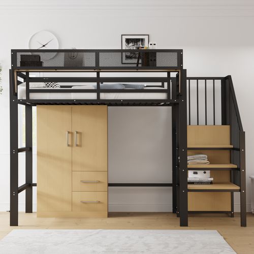 Armoire 70x40x135 Cm En Bois Couleur Naturel, Double Porte, Tiroirs Et Rangement Modulable