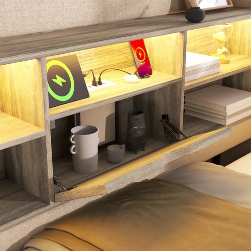 Lit Coffre 140x190 Cm Avec Structure Métallique Tête De Lit En L