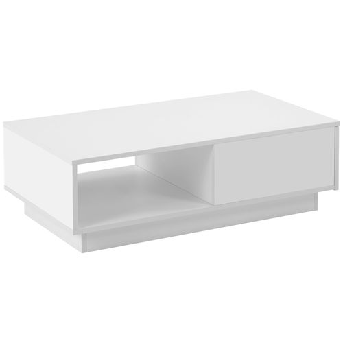 Table Basse LED Blanche Moderne, 15 Couleurs, Rectangulaire 95x55x32 Cm, Idéale Pour Salon Et Déco