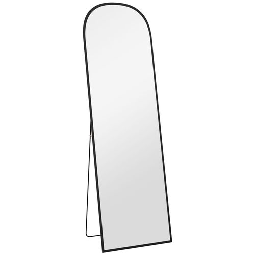 Miroir Pleine Longueur 161,5x50 Cm En Aluminium Noir, Verre HD De Sécurité, Posé Ou Fixé