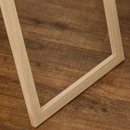 Miroir Sur Pied 148x38 Cm En Verre Haute Résolution, Cadre Mdf Bois Clair Effet 3d