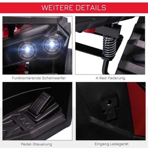 Quad électrique Enfant Rouge 100 X 65 X 73 Cm Avec Phares LED Pour Balades