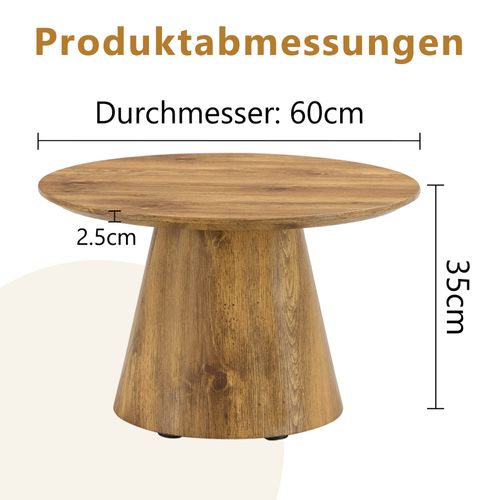 Bout de canapé Ronde 60 Cm Avec Plateau En Mdf Aspect Bois