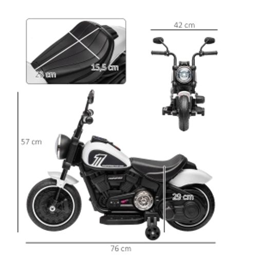 Moto Électrique Enfant Noir/blanc 76 X 42 X 57 Cm Avec Roues Stabilisatrices