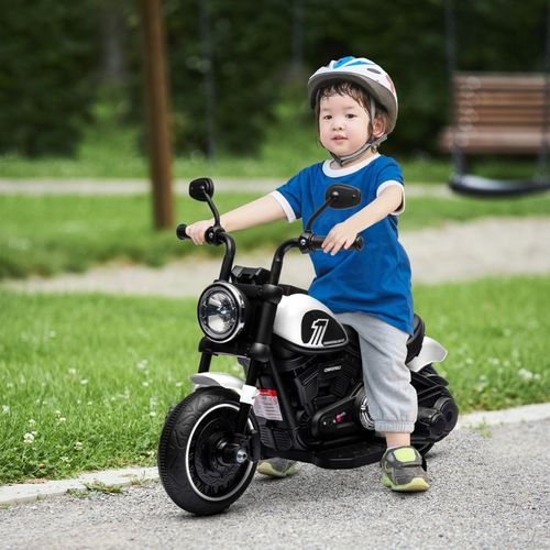 Moto Électrique Enfant Noir/blanc 76 X 42 X 57 Cm Avec Roues Stabilisatrices