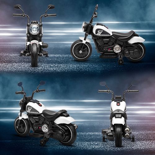 Moto Électrique Enfant Noir/blanc 76 X 42 X 57 Cm Avec Roues Stabilisatrices