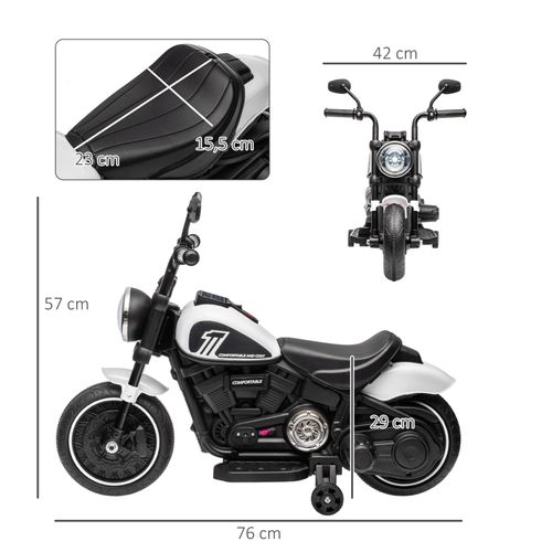 Moto Électrique Enfant Noir/blanc 76 X 42 X 57 Cm Avec Roues Stabilisatrices