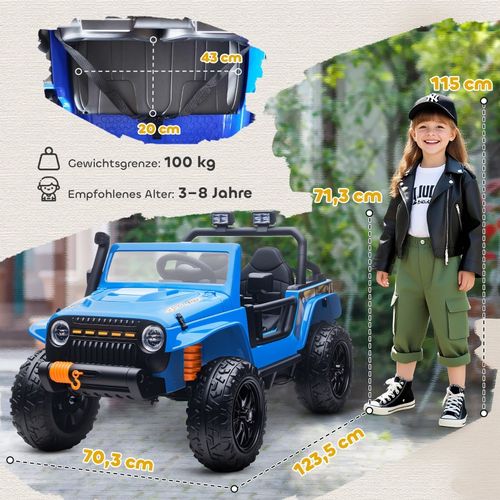 Voiture électrique Pour Enfants Bleue 12v 7ah Avec Siège Parent Et Télécommande 2,4g