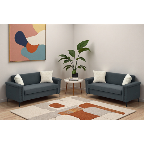 Canapé 2 Places 172 Cm En Tissu Gris Foncé, Style Scandinave, Assise Mousse Et Ressorts