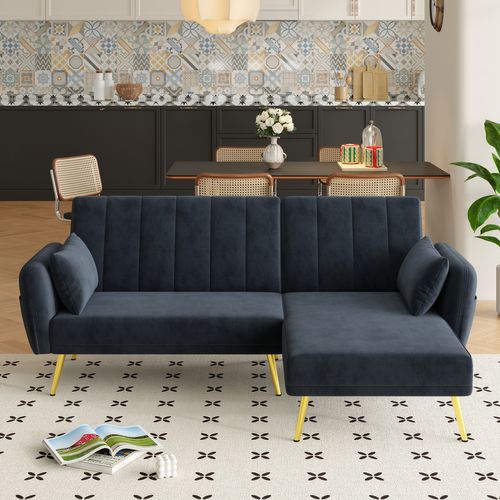 Canapé Convertible 191,5x130,5x80 Cm Velours Noir