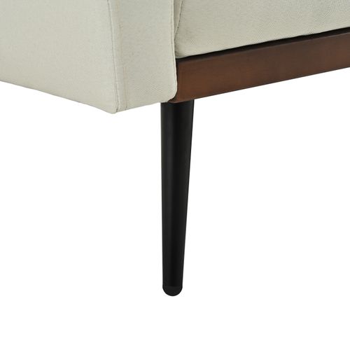 Canapé 146 Cm En Lin Beige, Convertible 5 Positions Jusqu'à 180°, Style Mid-century Avec Pieds Métal
