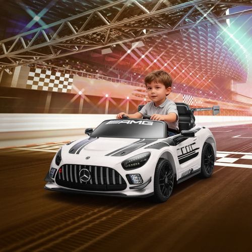 Voiture électrique Enfant Blanche 12v Avec Télécommande 2,4g Pour Conduite Assistée