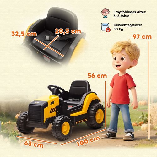 Véhicule électrique Enfant Jaune 12v Avec Télécommande 2,4g Pour Conduite 3-6 Ans