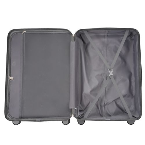 Set 3 Valises 20/24/28 Pouces Abs+pc Gris Antique, Coque Solide, Roulettes 360° Doubles