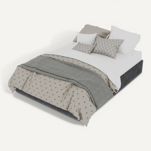 Lit Double 140x200 Cm Avec Structure En Métal Et Tissu En Velours Gris