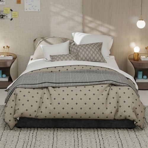 Lit Double 140x200 Cm Avec Structure En Métal Et Tissu En Velours Gris
