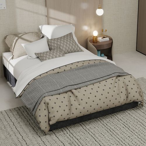 Lit Double 140x200 Cm Avec Structure En Métal Et Tissu En Velours Gris