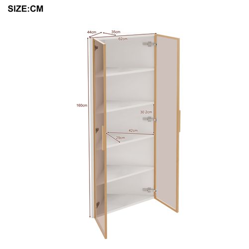 Vitrine D’angle 62 X 35 X 160 Cm Avec éclairage LED Intégré, Blanche