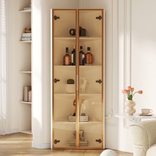 Vitrine D’angle 62 X 35 X 160 Cm Avec éclairage LED Intégré, Blanche