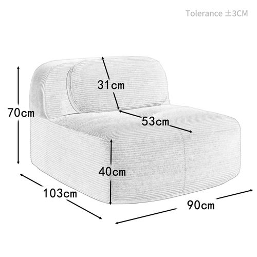 Canapé D'angle Modulaire Noir En Tissu Côtelé Pour Salon