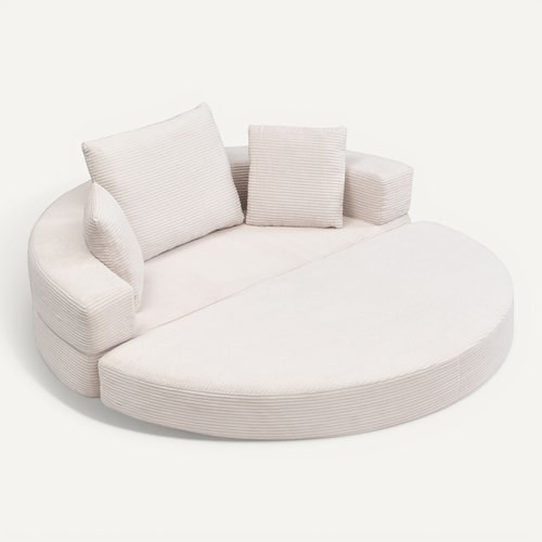 Canapé lit convertible 2 places en velours côtelé beige, 173x176 cm, gain de place, sans montage