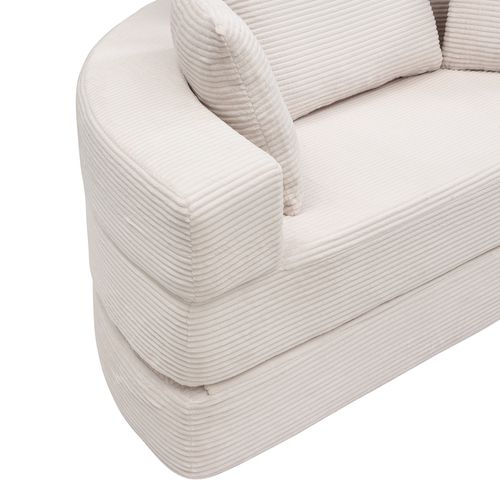Canapé lit convertible 2 places en velours côtelé beige, 173x176 cm, gain de place, sans montage