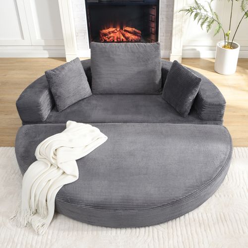 Canapé-lit Pliable Gris 173 X 176 Cm 2-en-1 Pour Petit Espace