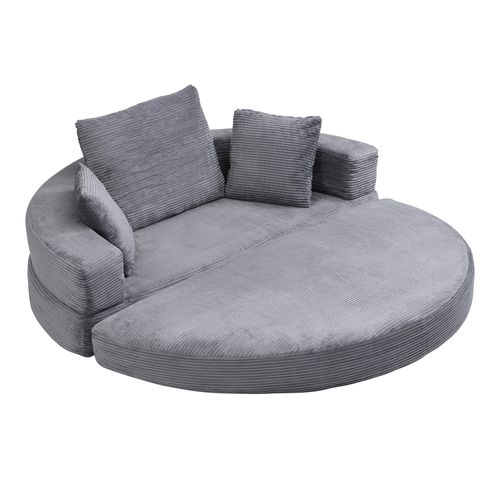 Canapé-lit Pliable Gris 173 X 176 Cm 2-en-1 Pour Petit Espace