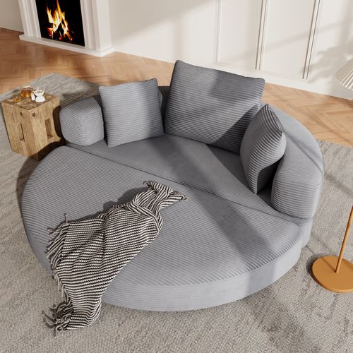 Canapé-lit Pliable Gris 173 X 176 Cm 2-en-1 Pour Petit Espace