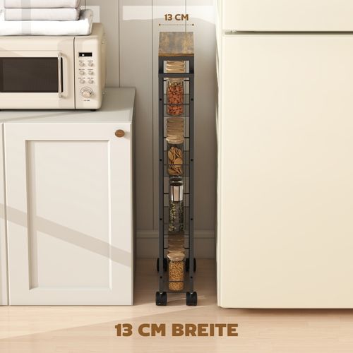 Desserte à Roulettes Noire 47 X 13 X 96,5 Cm Pour Cuisine Et Rangement